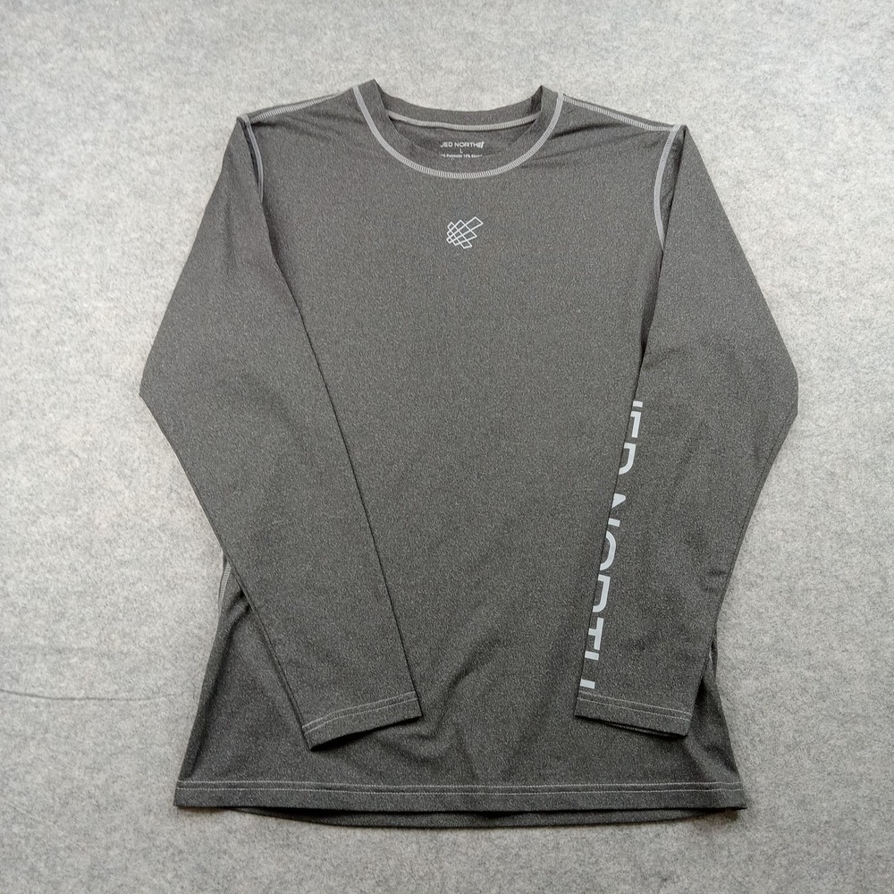 Jed North Shirt Mens Large Gray‎ Long Sleeve Athletic Stretch Top Gym Training